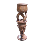 WOOD CARVED SCULPTURAL BOWL (7.11LBS)