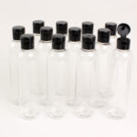 8 oz. Clear Cosmo Round Bottles w/Flip Cap - 12 Pack