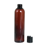 8 oz. Amber Cosmo Round Bottles w/Flip Cap - 12 Pack