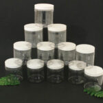 Set Of 12 Clear Plastic Jars/Caps - 8oz.