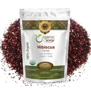 Dried Hibiscus Flower Cut & Sifted (Hibiscus rosa-sinensis) | Herbal Tea | Kosher Certified | Raw, Vegan, Non GMO & Gluten Free | USDA Certified | Origin - India
