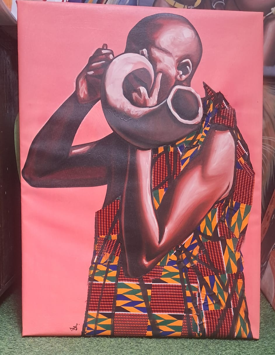 Ghanaian Traditional kente Horn painting